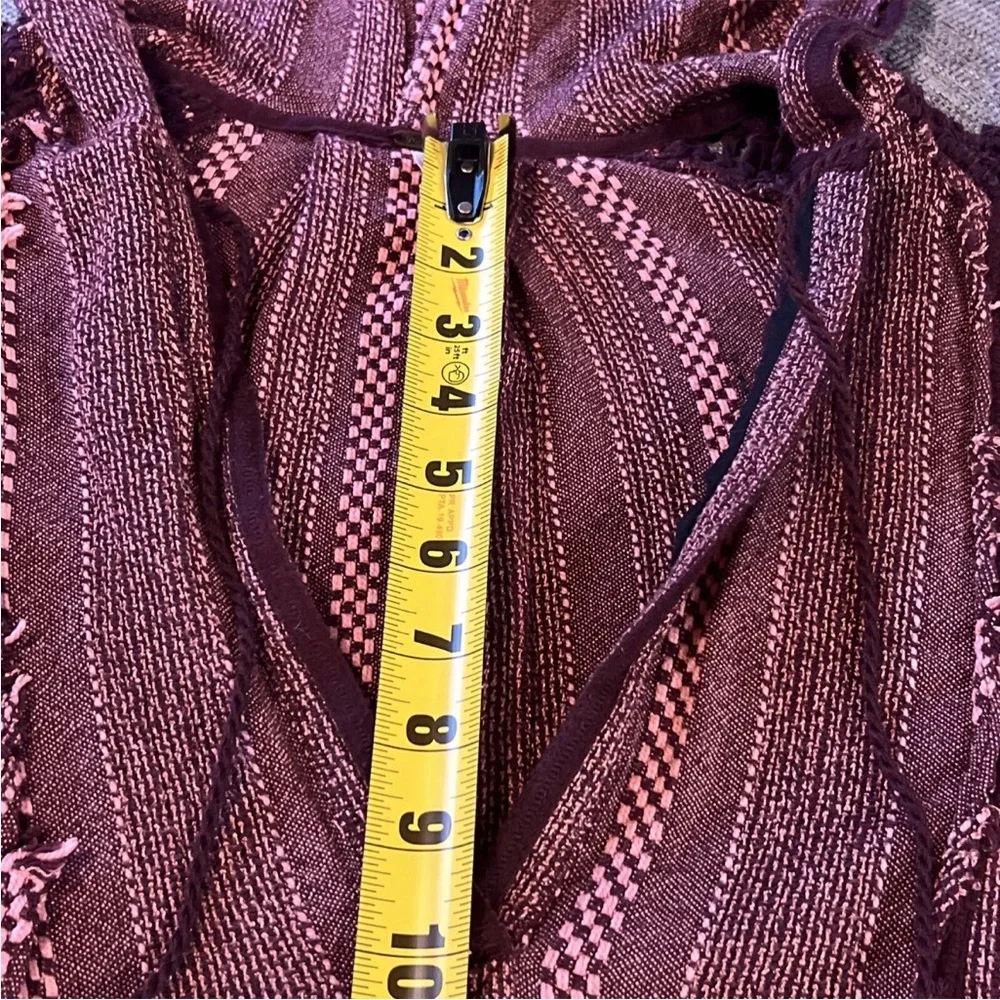 Free People Forever Yours Knit Stripe Tunic Sz Small Boho Burgundy